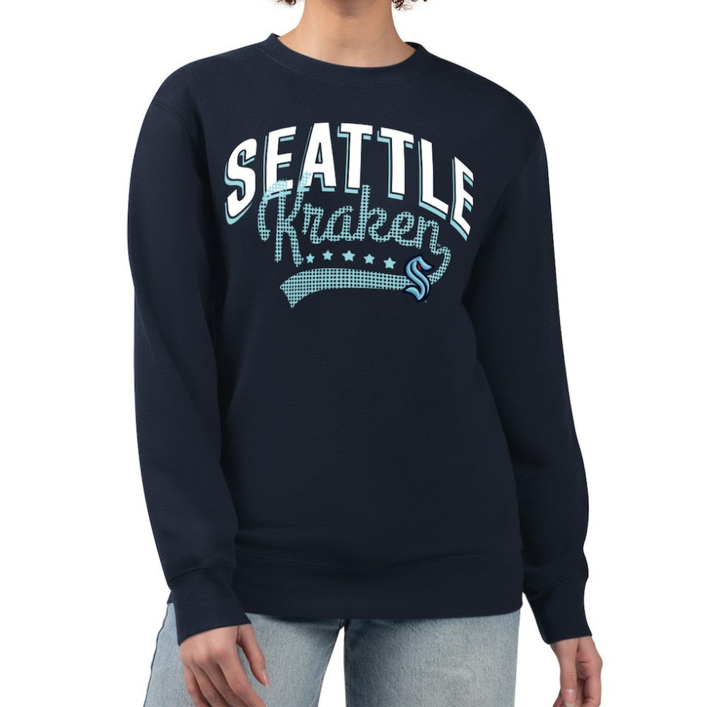 NHL Deep Sea Blue Seattle Kraken G-III 4Her by Carl Banks Women's Filigree Team Graphic Fleece Pullover Sweatshirt