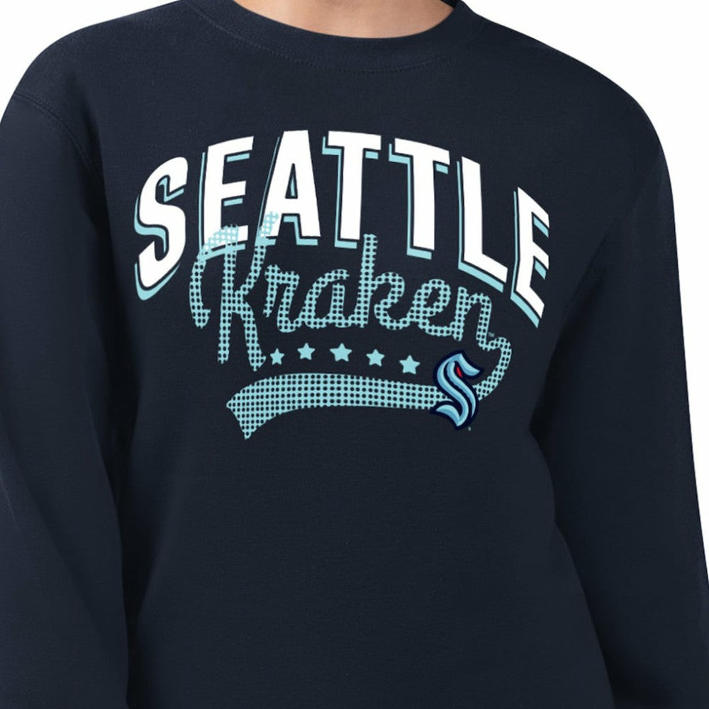 NHL Deep Sea Blue Seattle Kraken G-III 4Her by Carl Banks Women's Filigree Team Graphic Fleece Pullover Sweatshirt