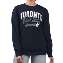 NHL Navy Toronto Maple Leafs G-III 4Her by Carl Banks Women's Filigree Team Graphic Fleece Pullover Sweatshirt