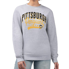 NHL Heather Gray Pittsburgh Penguins G-III 4Her by Carl Banks Women's Filigree Team Graphic Fleece Pullover Sweatshirt