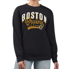 NHL Black Boston Bruins G-III 4Her by Carl Banks Women's Filigree Team Graphic Fleece Pullover Sweatshirt