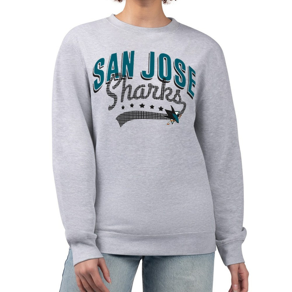 NHL Heather Gray San Jose Sharks G-III 4Her by Carl Banks Women's Filigree Team Graphic Fleece Pullover Sweatshirt