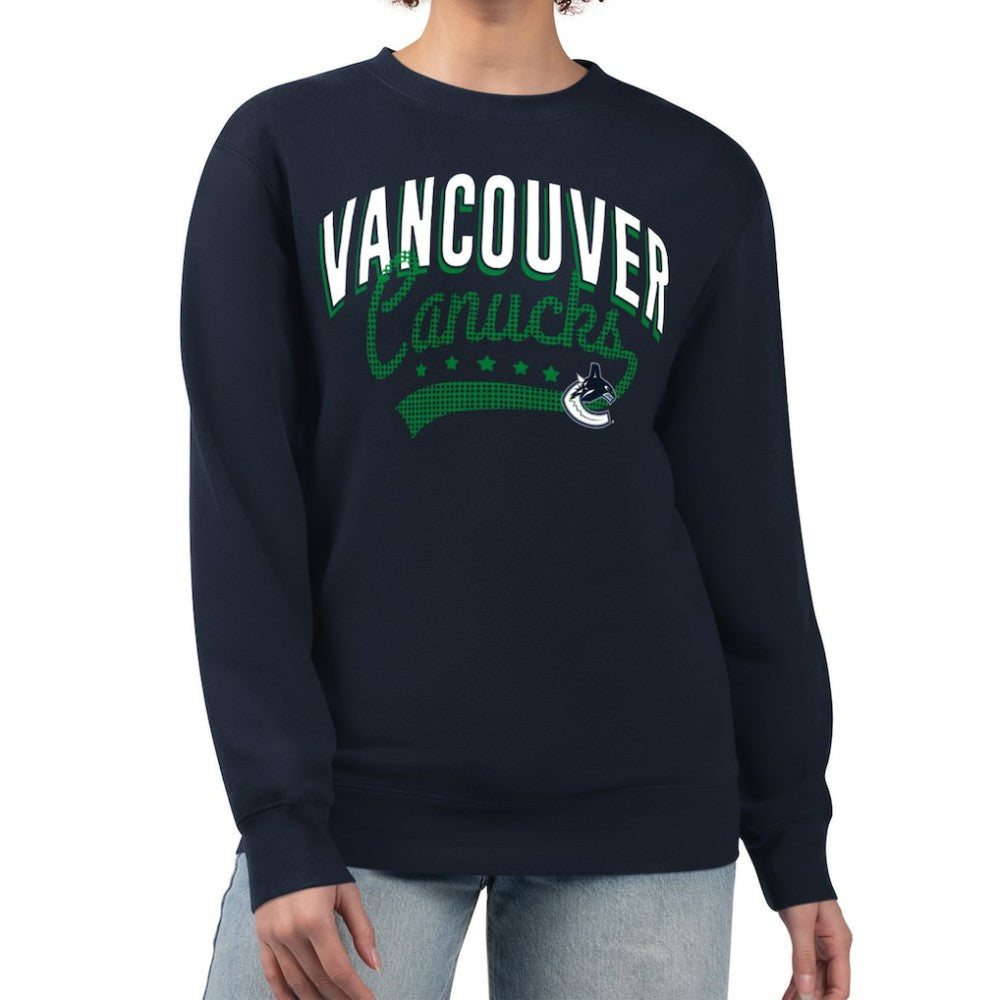 NHL Navy Vancouver Canucks G-III 4Her by Carl Banks Women's Filigree Team Graphic Fleece Pullover Sweatshirt