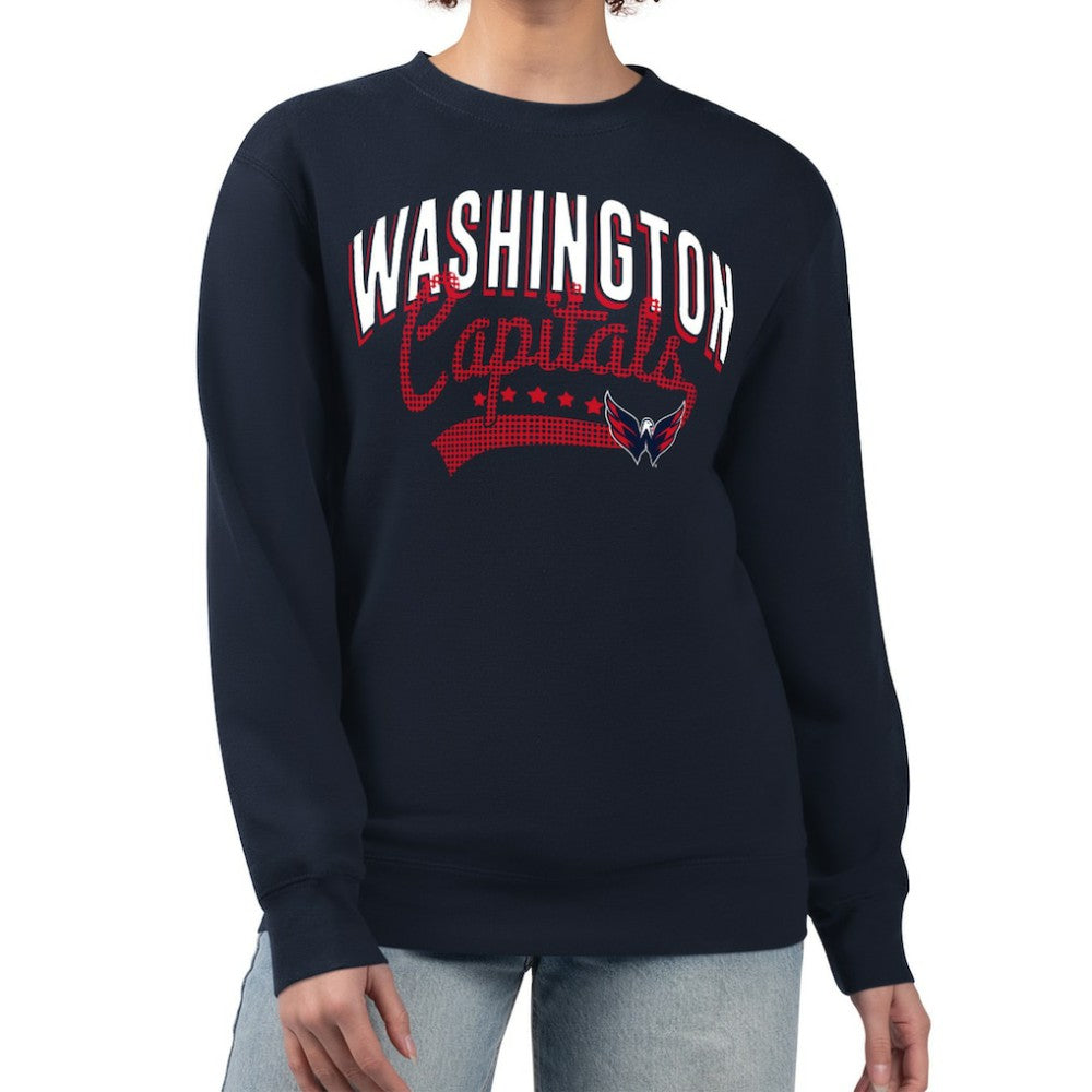 NHL Navy Washington Capitals G-III 4Her by Carl Banks Women's Filigree Team Graphic Fleece Pullover Sweatshirt