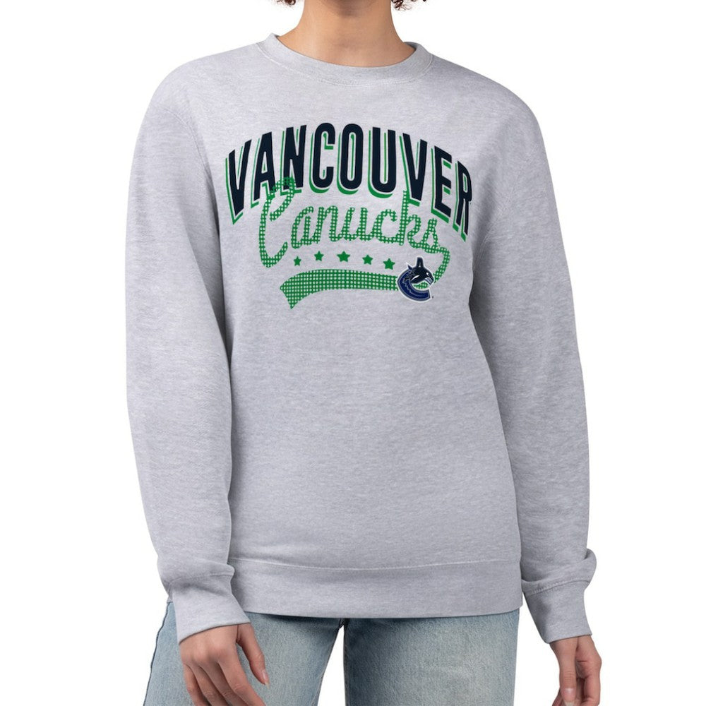 NHL Heather Gray Vancouver Canucks G-III 4Her by Carl Banks Women's Filigree Team Graphic Fleece Pullover Sweatshirt