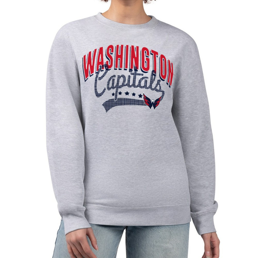 NHL Heather Gray Washington Capitals G-III 4Her by Carl Banks Women's Filigree Team Graphic Fleece Pullover Sweatshirt