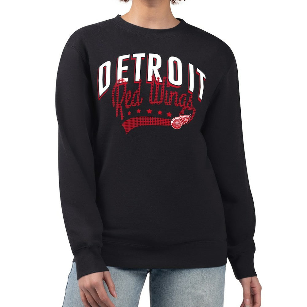 NHL Black Detroit Red Wings G-III 4Her by Carl Banks Women's Filigree Team Graphic Fleece Pullover Sweatshirt