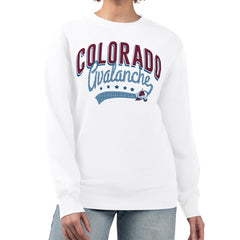 NHL White Colorado Avalanche G-III 4Her by Carl Banks Women's Filigree Team Graphic Fleece Pullover Sweatshirt
