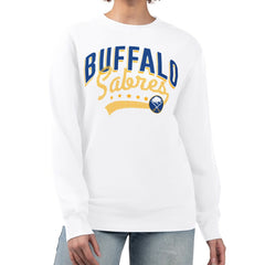NHL White Buffalo Sabres G-III 4Her by Carl Banks Women's Filigree Team Graphic Fleece Pullover Sweatshirt