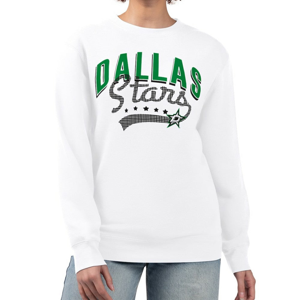 NHL White Dallas Stars G-III 4Her by Carl Banks Women's Filigree Team Graphic Fleece Pullover Sweatshirt