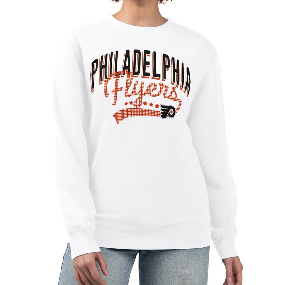 NHL White Philadelphia Flyers G-III 4Her by Carl Banks Women's Filigree Team Graphic Fleece Pullover Sweatshirt