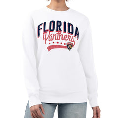 NHL White Florida Panthers G-III 4Her by Carl Banks Women's Filigree Team Graphic Fleece Pullover Sweatshirt