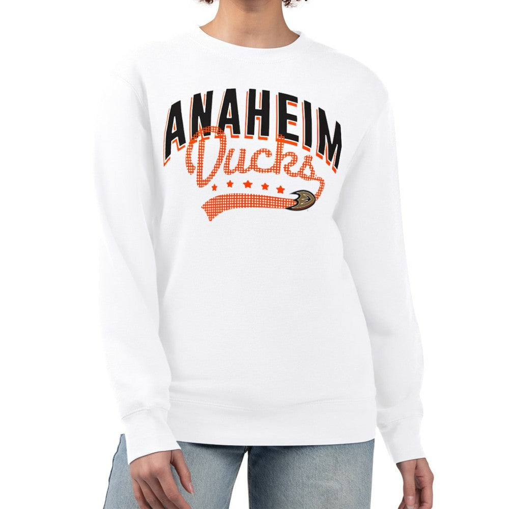 NHL White Anaheim Ducks G-III 4Her by Carl Banks Women's Filigree Team Graphic Fleece Pullover Sweatshirt