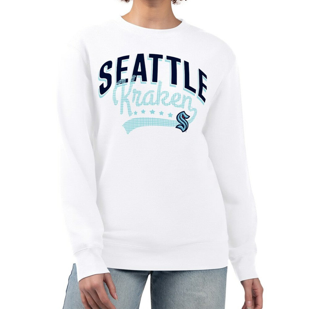 NHL White Seattle Kraken G-III 4Her by Carl Banks Women's Filigree Team Graphic Fleece Pullover Sweatshirt