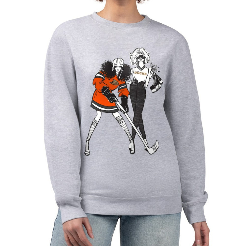 NHL Heather Gray Anaheim Ducks G-III 4Her by Carl Banks Women's Hockey Girls Team Graphic Fleece Pullover Sweatshirt