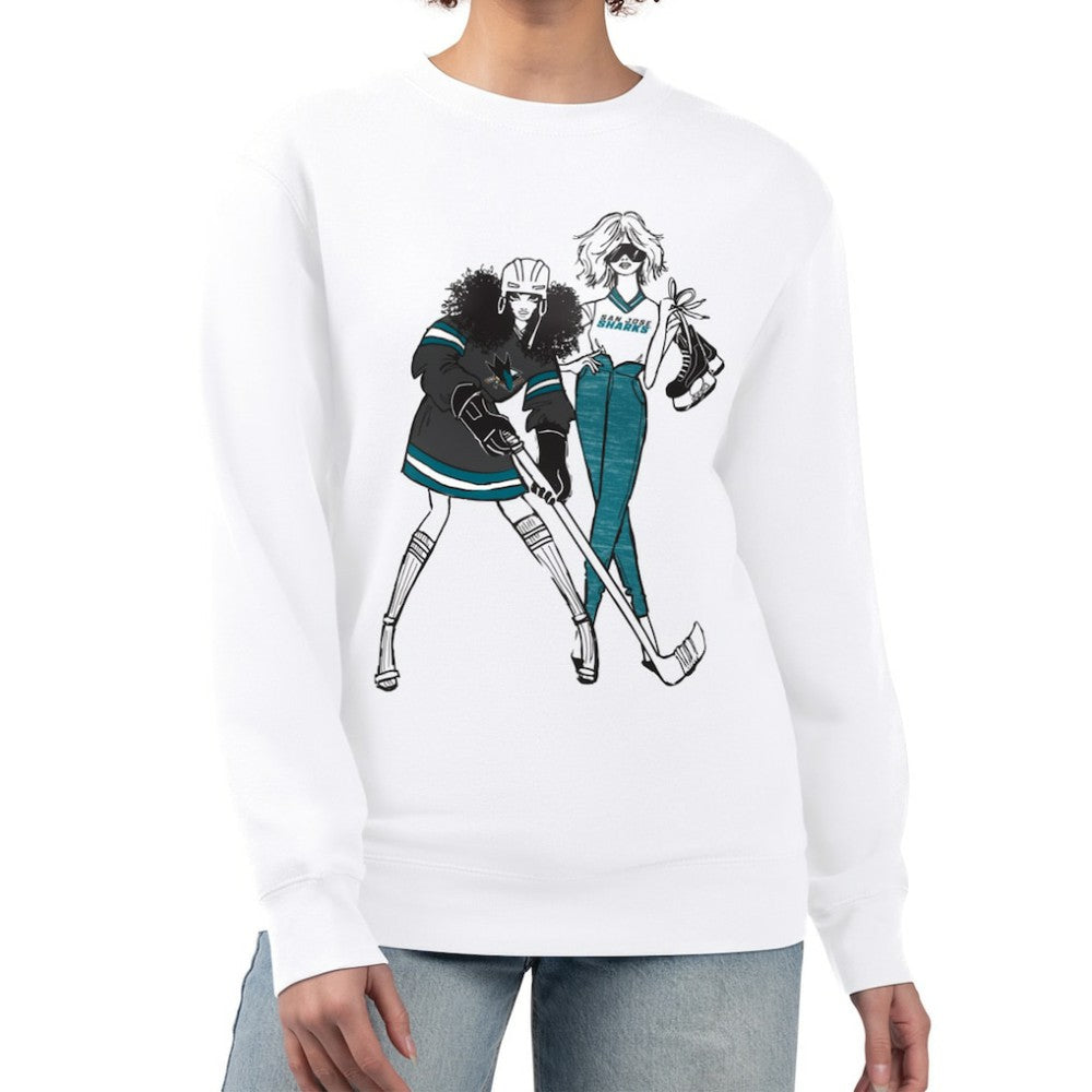 NHL White San Jose Sharks G-III 4Her by Carl Banks Women's Hockey Girls Team Graphic Fleece Pullover Sweatshirt