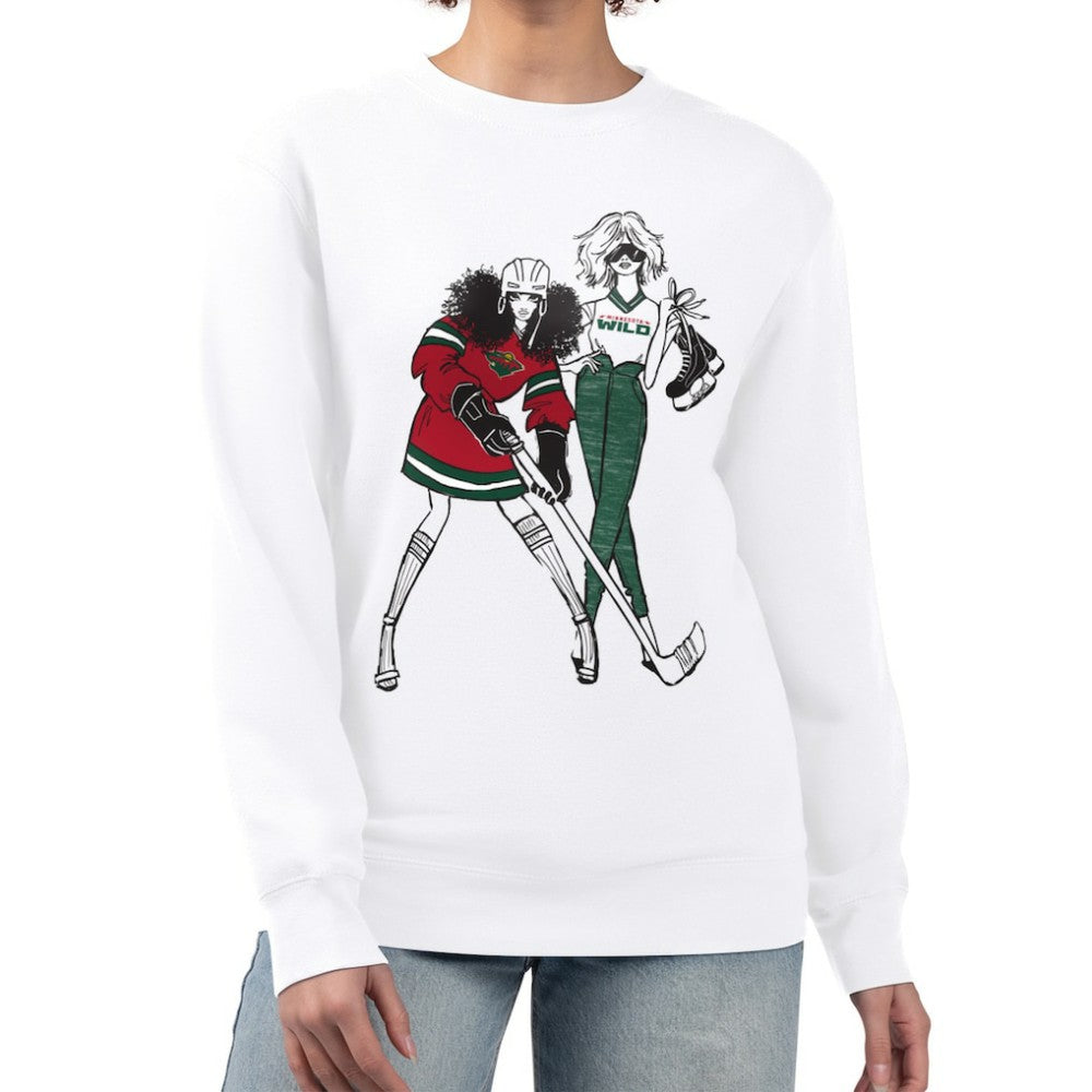 NHL White Minnesota Wild G-III 4Her by Carl Banks Women's Hockey Girls Team Graphic Fleece Pullover Sweatshirt