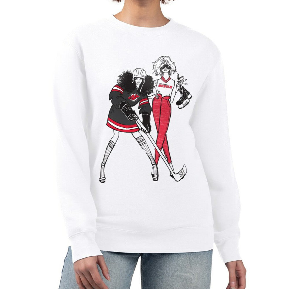 NHL White New Jersey Devils G-III 4Her by Carl Banks Women's Hockey Girls Team Graphic Fleece Pullover Sweatshirt