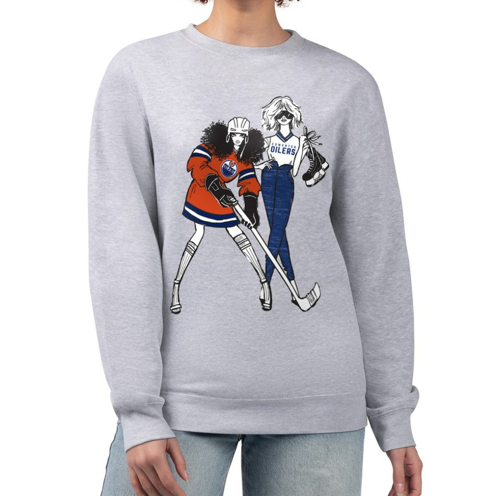 NHL Heather Gray Edmonton Oilers G-III 4Her by Carl Banks Women's Hockey Girls Team Graphic Fleece Pullover Sweatshirt