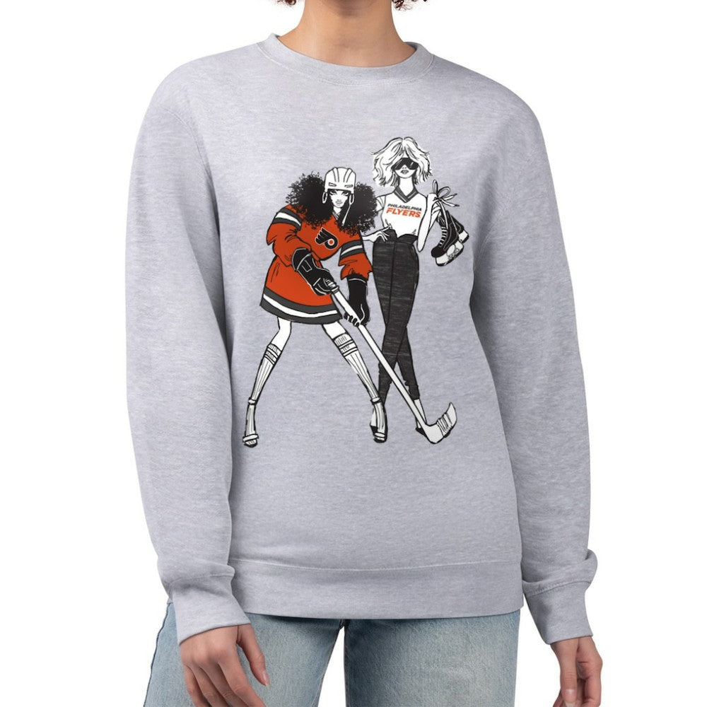 NHL Heather Gray Philadelphia Flyers G-III 4Her by Carl Banks Women's Hockey Girls Team Graphic Fleece Pullover Sweatshirt
