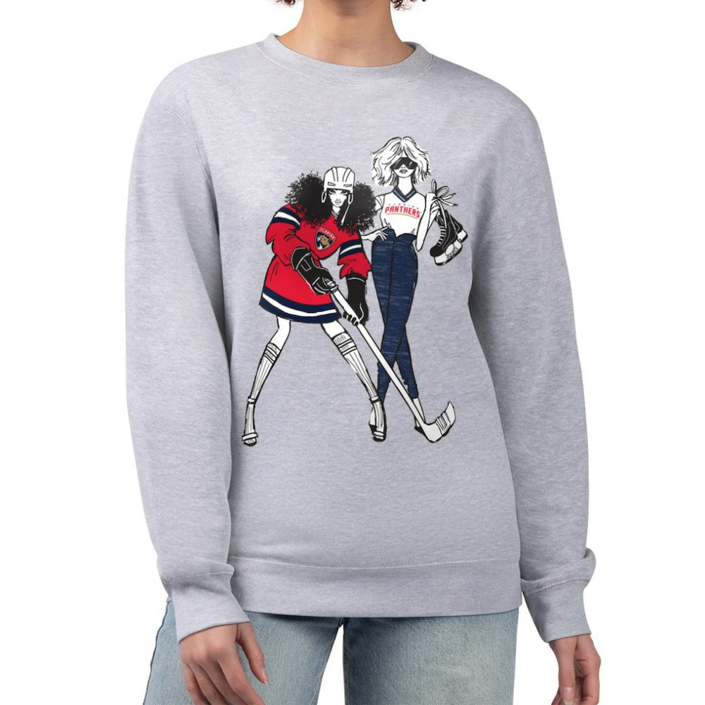 NHL Heather Gray Florida Panthers G-III 4Her by Carl Banks Women's Hockey Girls Team Graphic Fleece Pullover Sweatshirt