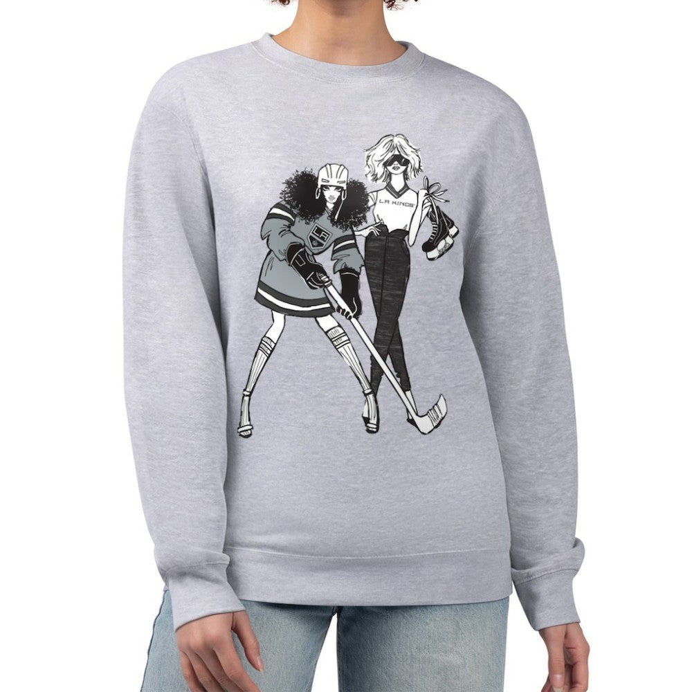 NHL Heather Gray Los Angeles Kings G-III 4Her by Carl Banks Women's Hockey Girls Team Graphic Fleece Pullover Sweatshirt