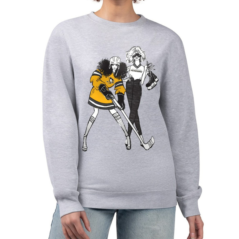 NHL Heather Gray Pittsburgh Penguins G-III 4Her by Carl Banks Women's Hockey Girls Team Graphic Fleece Pullover Sweatshirt