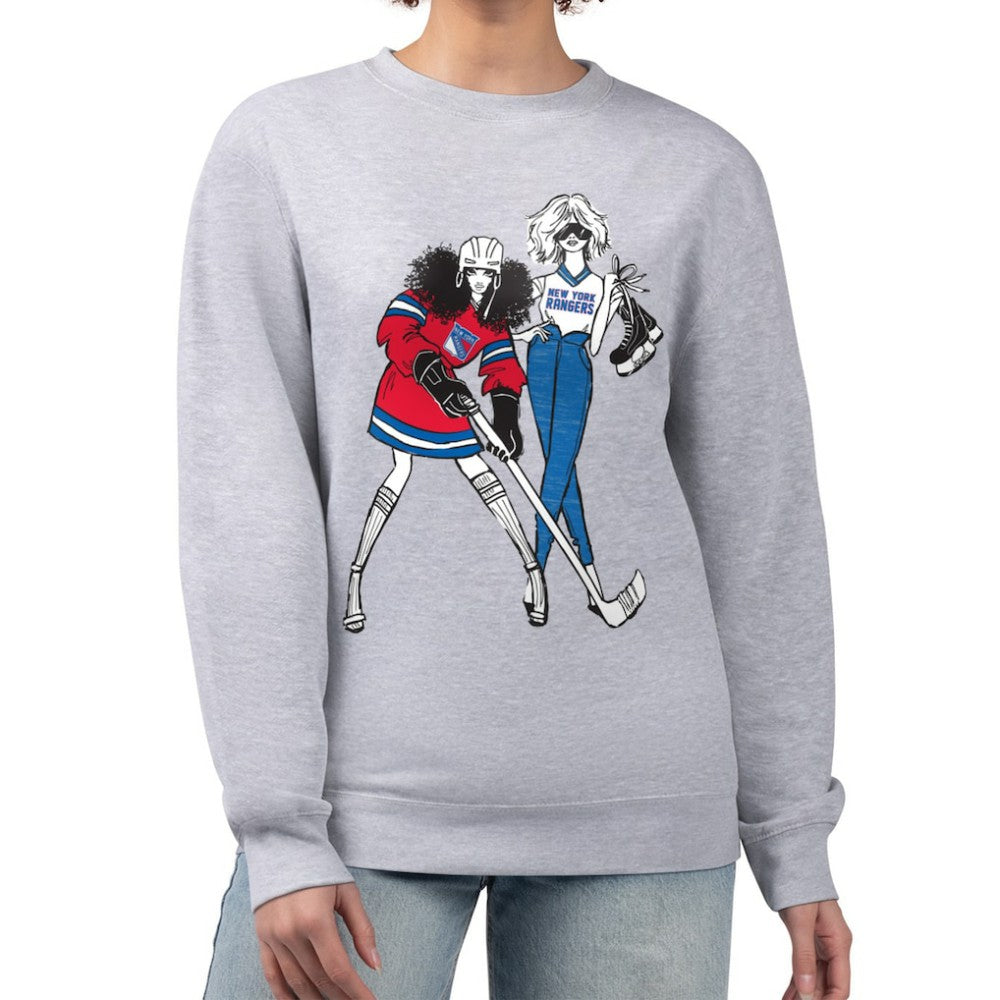 NHL Heather Gray New York Rangers G-III 4Her by Carl Banks Women's Hockey Girls Team Graphic Fleece Pullover Sweatshirt