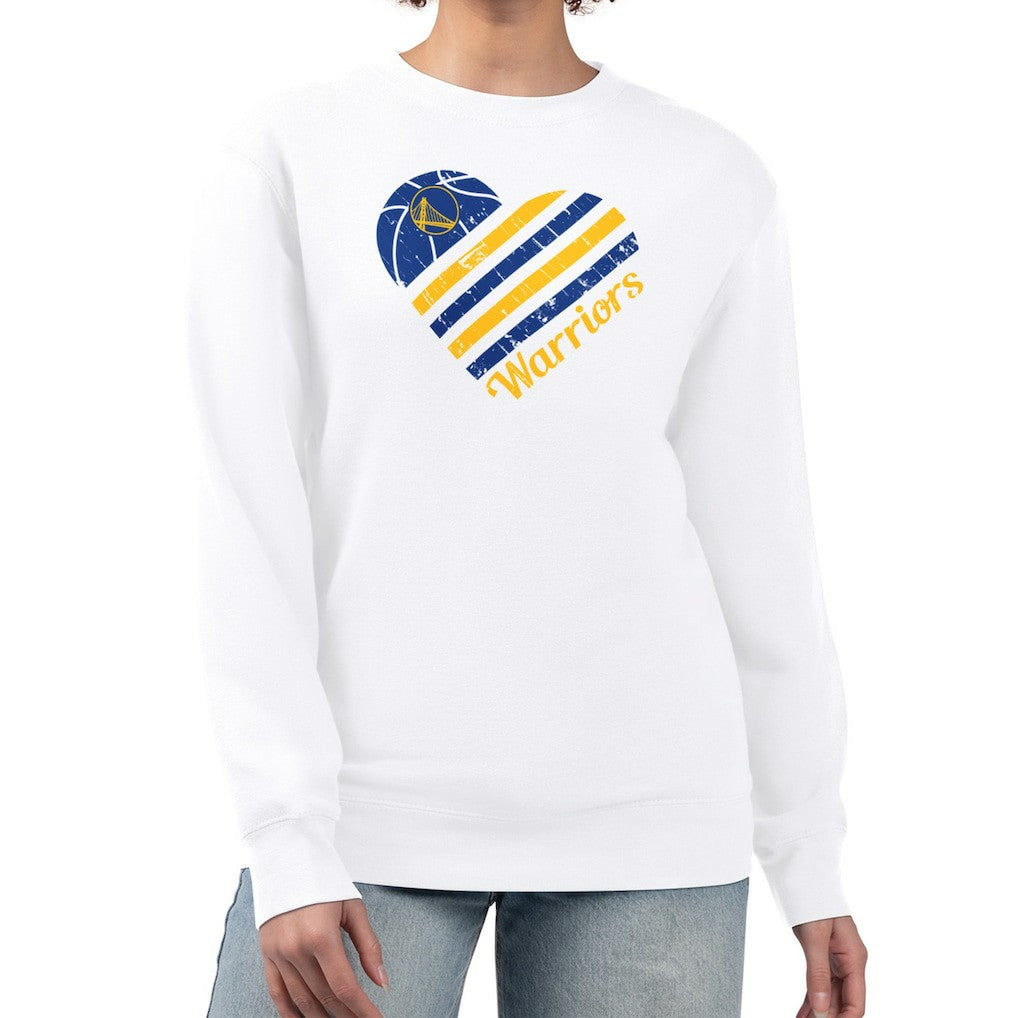 NBA Golden State Warriors G-III 4Her by Carl Banks Women's Heart Graphic Fleece Pullover Sweatshirt sale