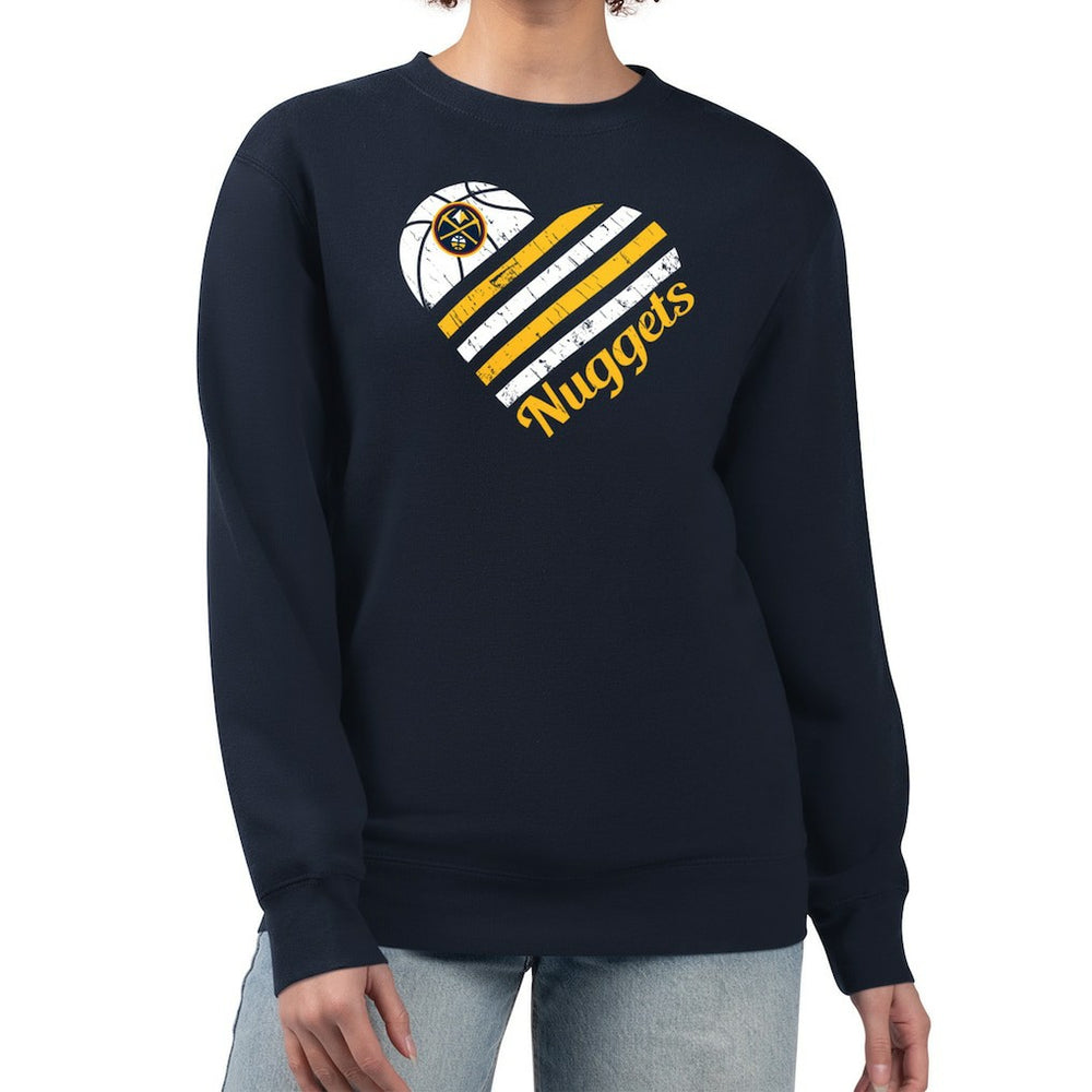 NBA Denver Nuggets G-III 4Her by Carl Banks Women's Heart Graphic Fleece Pullover Sweatshirt sale