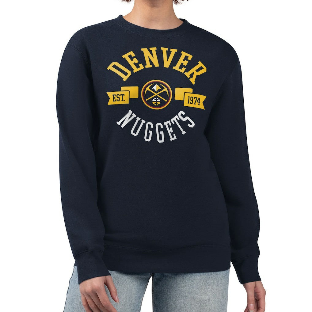 NBA Denver Nuggets G-III 4Her by Carl Banks Women's Large Team Logo Graphic Fleece Pullover Sweatshirt sale