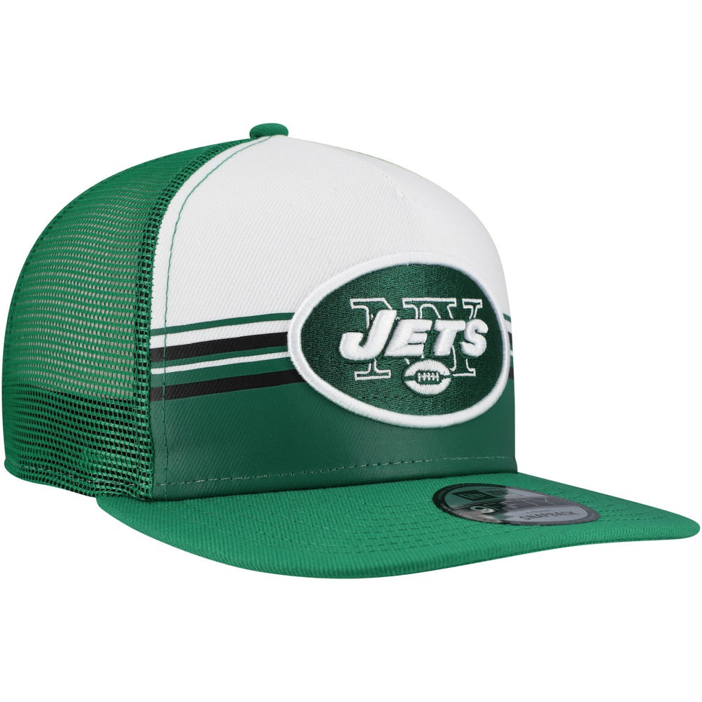 Striped A-Frame 9FIFTY Adjustable Trucker Snapback Hat - New York Jets