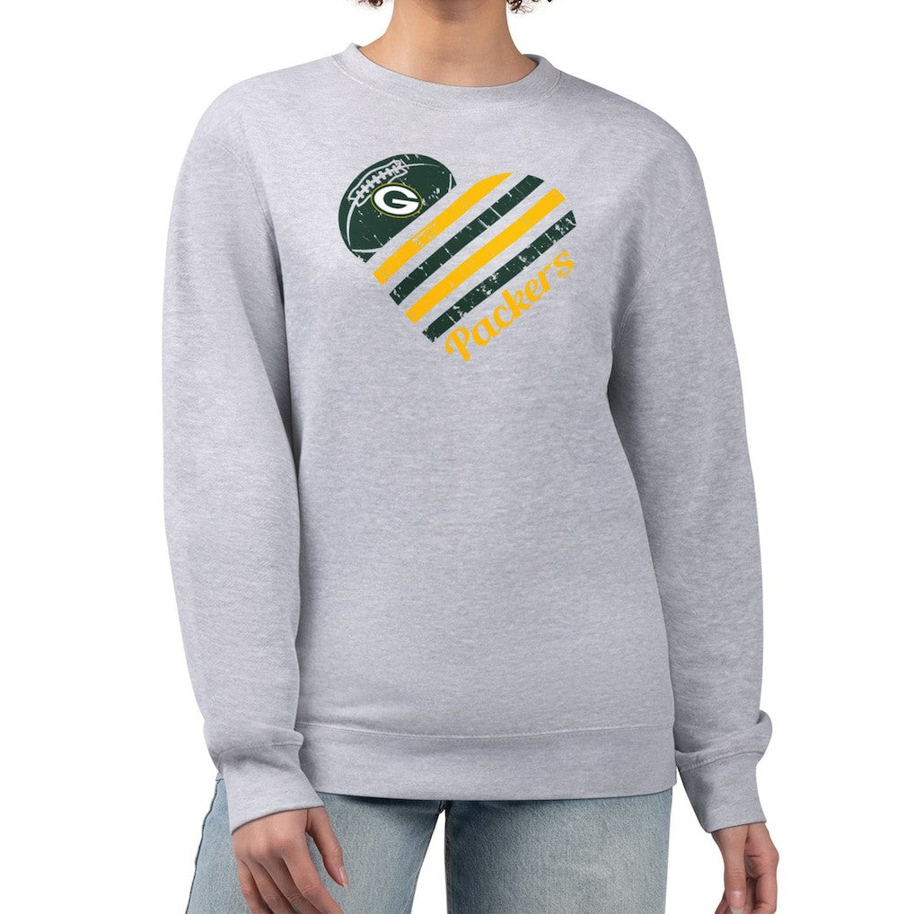 G-III 4Her by Carl Banks Women's Heart Graphic Fleece Pullover Sweatshirt - Green Bay Packers