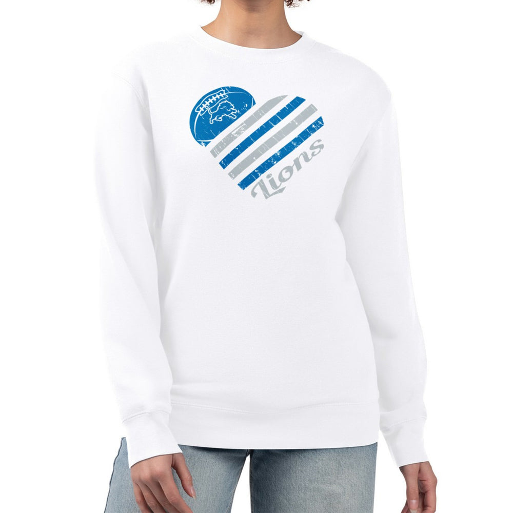 G-III 4Her by Carl Banks Women's Heart Graphic Fleece Pullover Sweatshirt - Detroit Lions