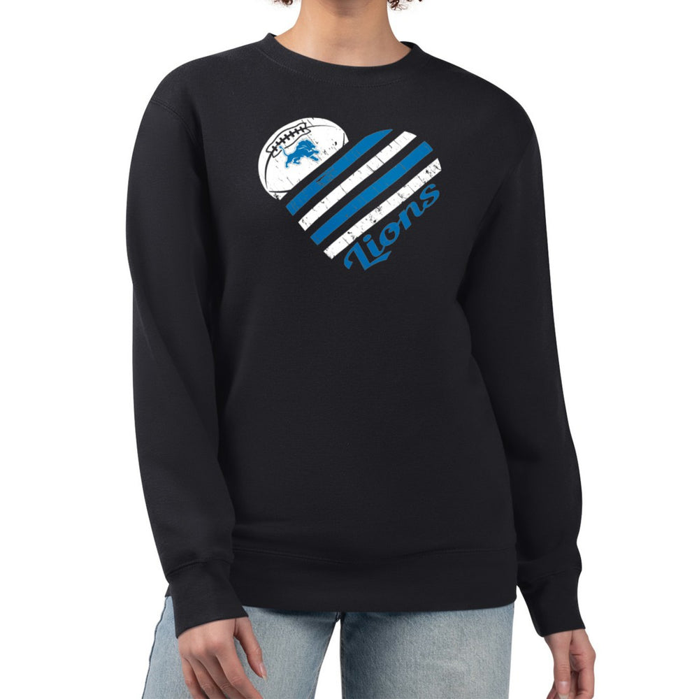 G-III 4Her by Carl Banks Women's Heart Graphic Fleece Pullover Sweatshirt - Detroit Lions