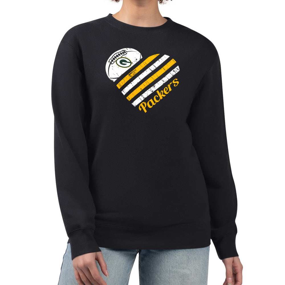 G-III 4Her by Carl Banks Women's Heart Graphic Fleece Pullover Sweatshirt - Green Bay Packers