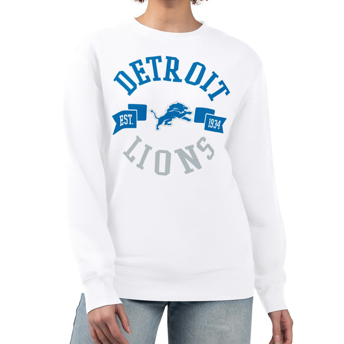 G-III 4Her by Carl Banks Women's Large Team Graphic Fleece Pullover Sweatshirt - Detroit Lions