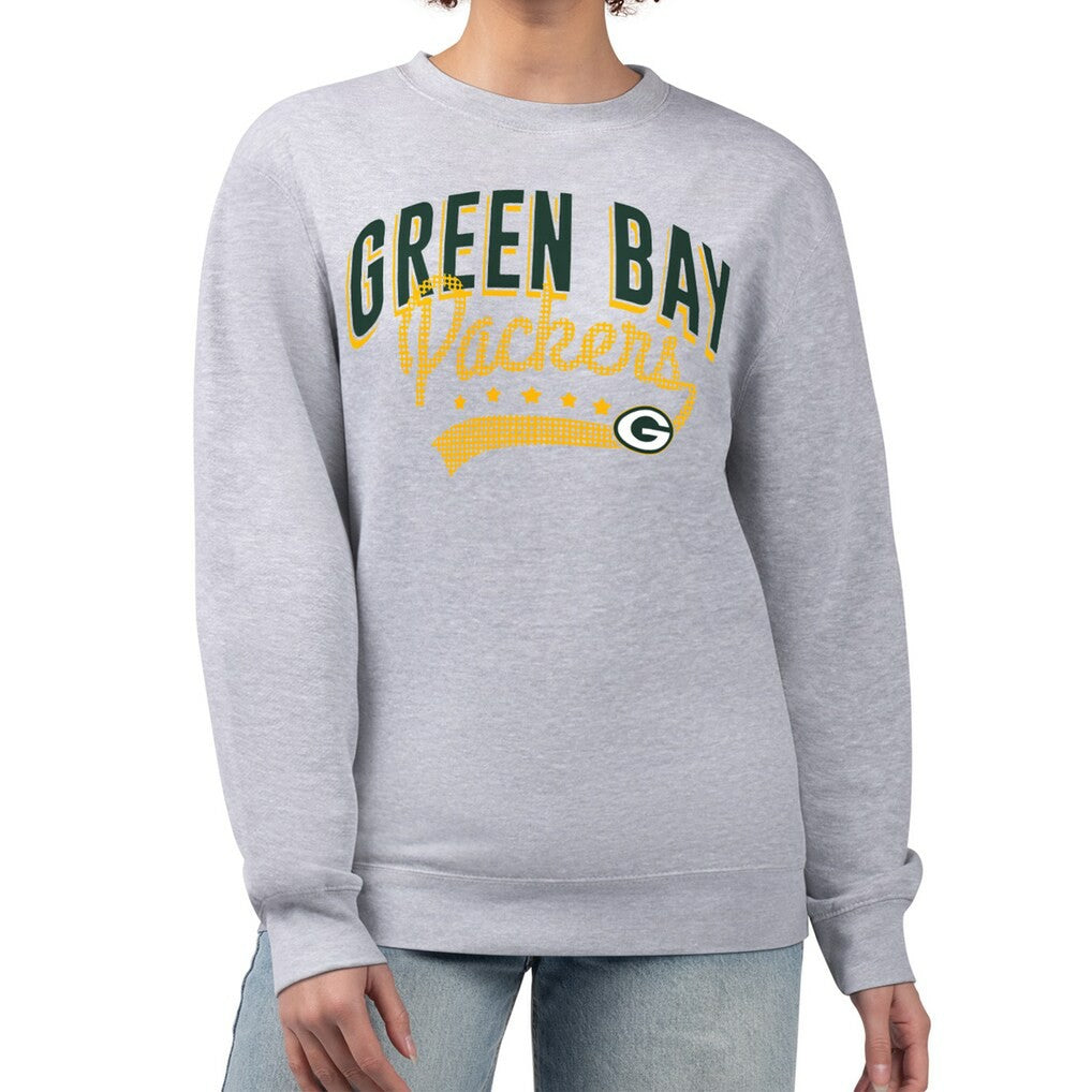 G-III 4Her by Carl Banks Women's Filigree Logo Graphic Fleece Pullover Sweatshirt - Green Bay Packers