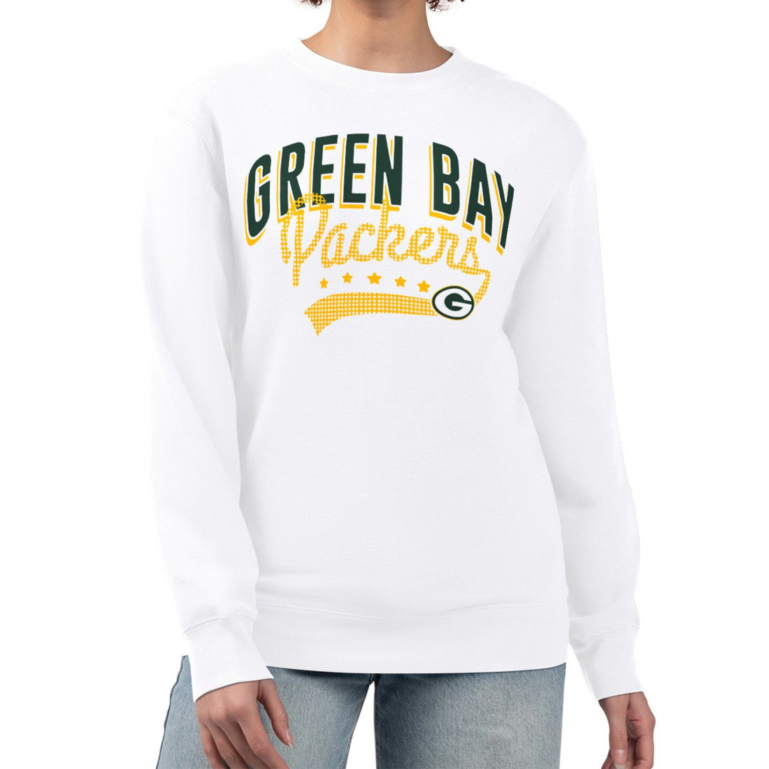 G-III 4Her by Carl Banks Women's Filigree Logo Graphic Fleece Pullover Sweatshirt - Green Bay Packers