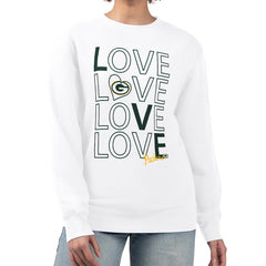 G-III 4Her by Carl Banks Women's Lots of Love Graphic Fleece Pullover Sweatshirt - Green Bay Packers