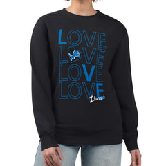 G-III 4Her by Carl Banks Women's Lots of Love Graphic Fleece Pullover Sweatshirt - Detroit Lions