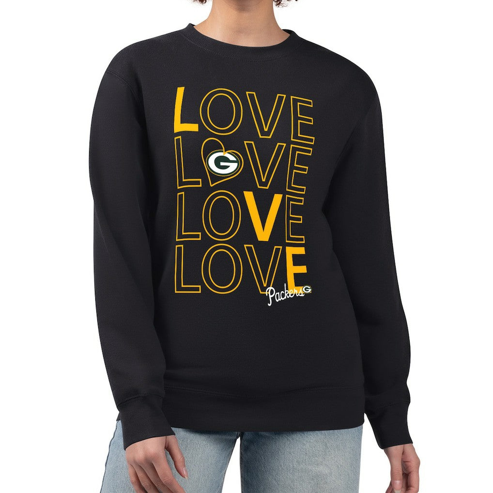 G-III 4Her by Carl Banks Women's Lots of Love Graphic Fleece Pullover Sweatshirt - Green Bay Packers