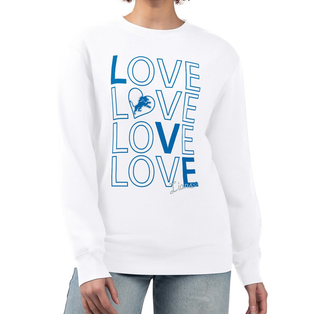 G-III 4Her by Carl Banks Women's Lots of Love Graphic Fleece Pullover Sweatshirt - Detroit Lions