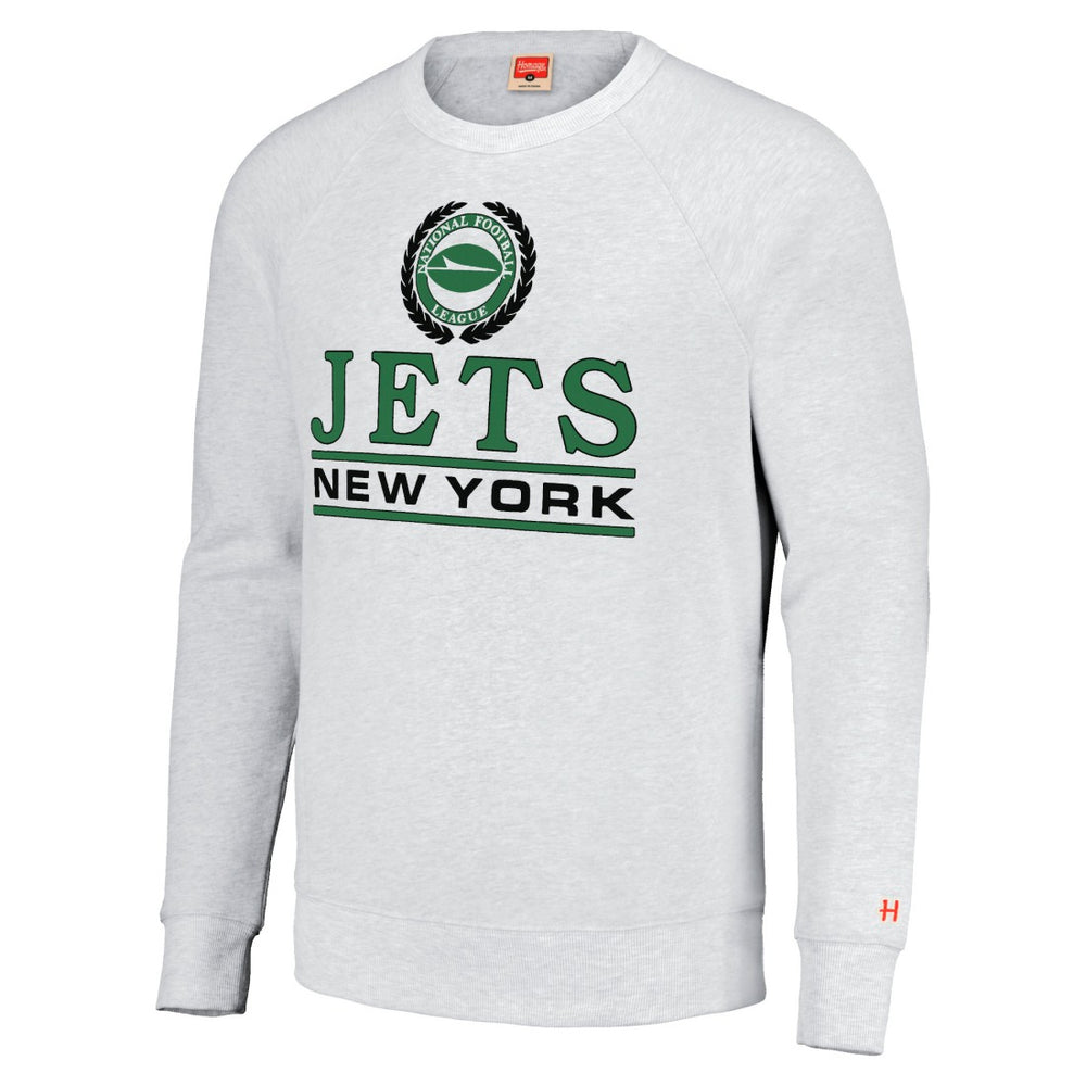 Homage Unisex Crest Tri-Blend Crewneck Pullover Sweatshirt - New York Jets