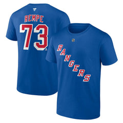 NHL Blue Matt Rempe New York Rangers Fanatics Authentic Stack Name & Number T-Shirt