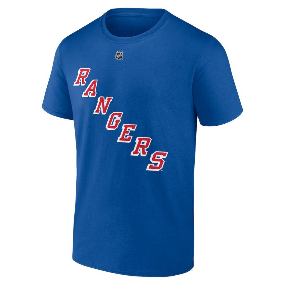 NHL Blue Matt Rempe New York Rangers Fanatics Authentic Stack Name & Number T-Shirt