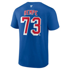 NHL Blue Matt Rempe New York Rangers Fanatics Authentic Stack Name & Number T-Shirt