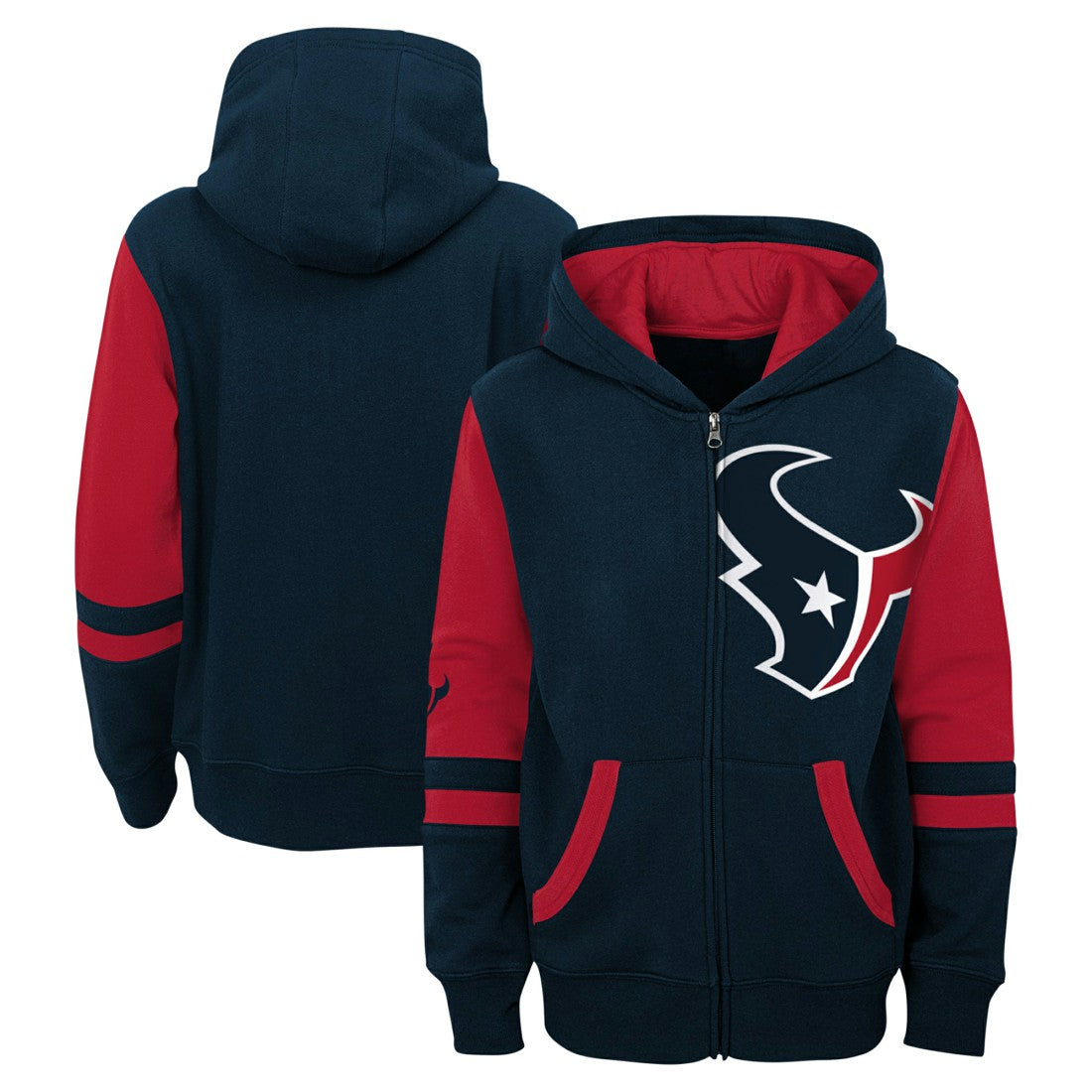 Youth Stadium Color-Block Full-Zip Hoodie - Houston Texans