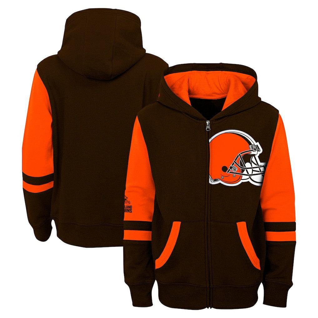 Youth Stadium Color-Block Full-Zip Hoodie - Cleveland Browns