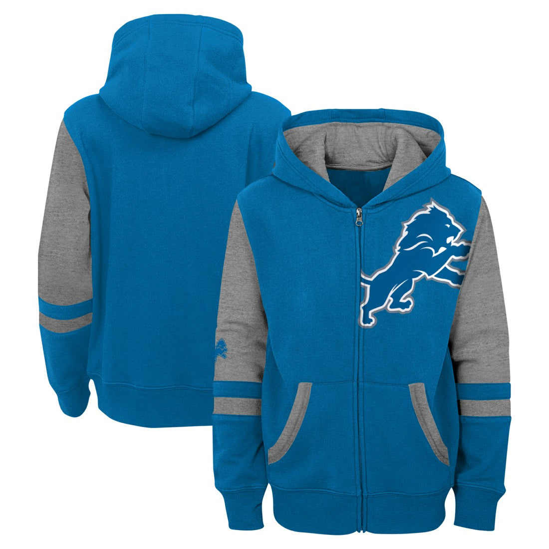 Youth Stadium Color-Block Full-Zip Hoodie - Detroit Lions